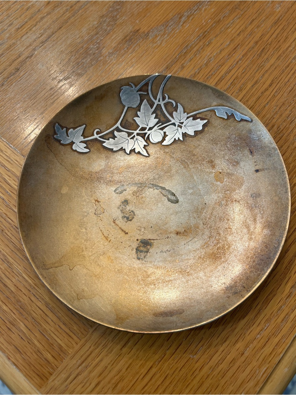 Antique Heintz Art Metal Shop Sterling on Bronze 6" Plate #546